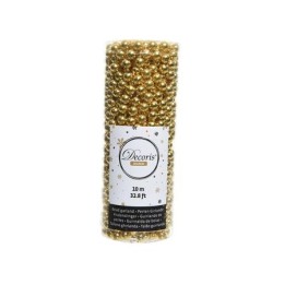 Glanzende gouden kralenketting in een plastic rol, 10 meter lang, voor decoratie.