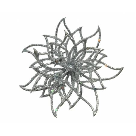 Fleur décorative argentée à clip