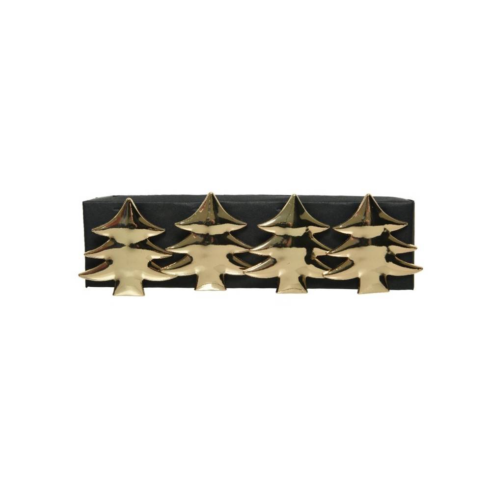 4 Golden Christmas napkin rings (tree)