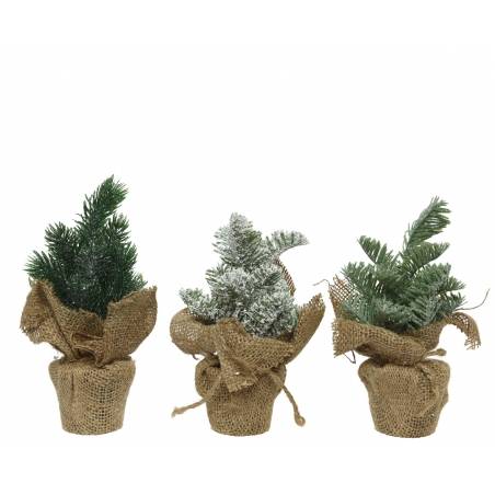 Trio of mini artificial trees 22cm