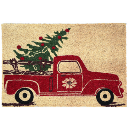 Christmas tree and car doormat
