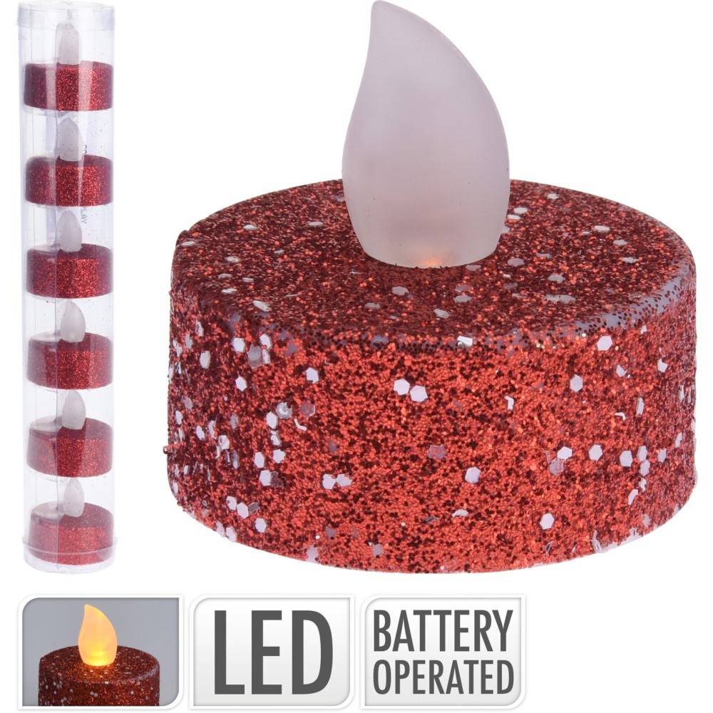 6 Bougies chauffe plat LED rouges