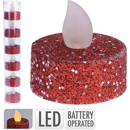 6 Red LED tea light candles