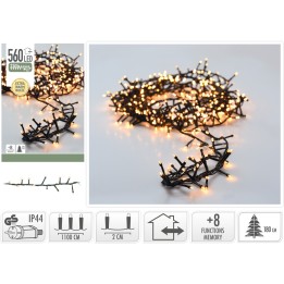 A string of warm white LED fairy lights on a dark, flexible wire, coiled for easy display.