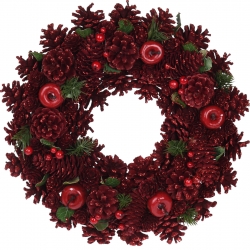 Red wooden wreath 34cm
