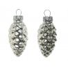 12 Silver glass pine cones