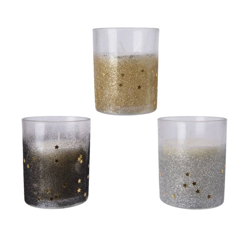 3 Glittery candles