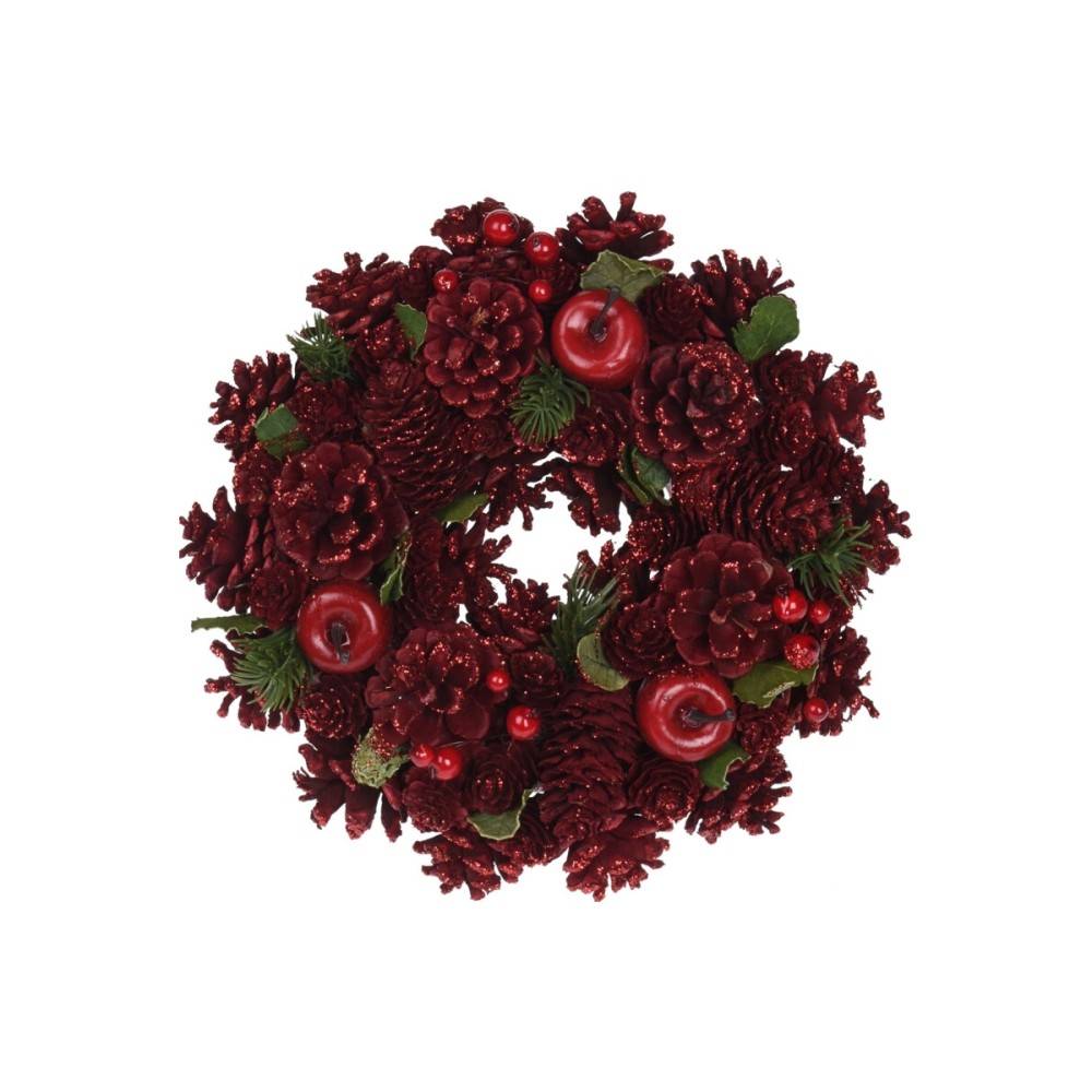 Red wooden wreath 26cm