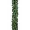 A lush green garland with twinkling lights, perfect for festive decorations.