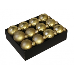12 golden Christmas baubles with stars