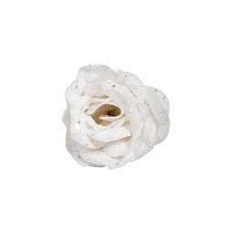 Glittery white rose on a clip