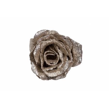 Glittery champagne rose on a clip