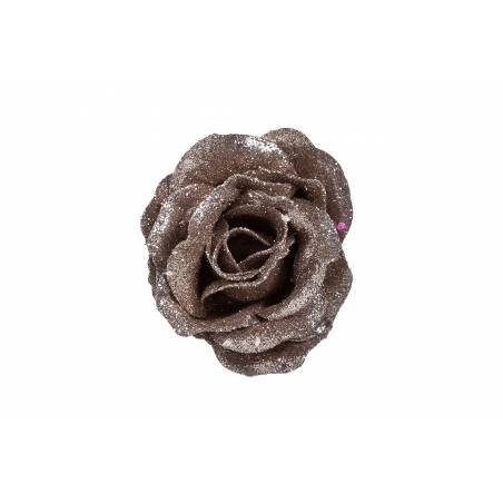 Glittery old pink rose on a clip