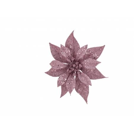 Pink glitter poinsettia on a clip