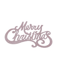 Glanzige, roze glittertekst in sierlijke letters met de boodschap "Merry Christmas".