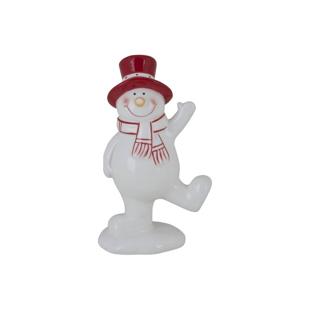 timmerman Fascineren etiket Sneeuwpop rode hoed keramiek