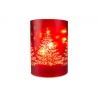 Red candle holder with Christmas tree