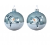 2x3 kerstballen sneeuwman blauw