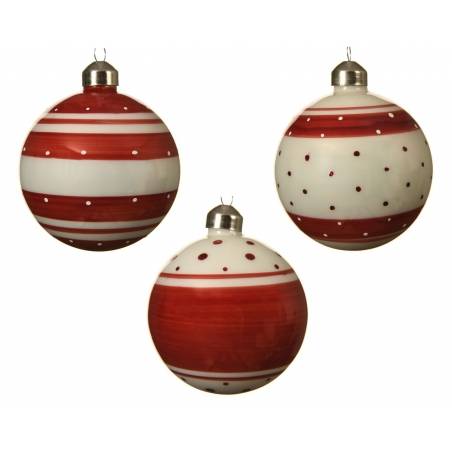 3x2 Red stripy baubles