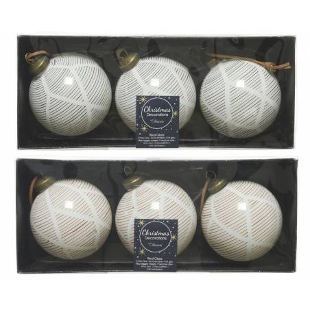 2x3 Boules blanches brillantes lignées