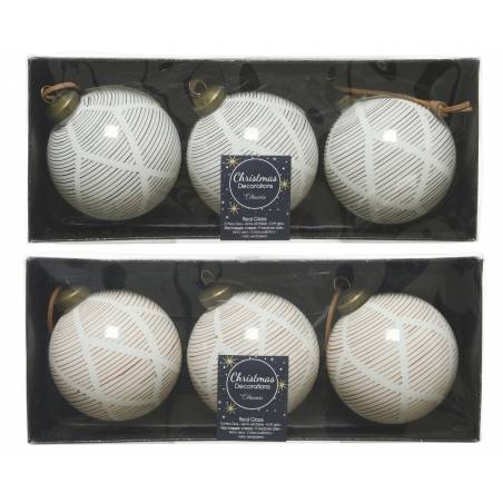 2x3 Stripped shiny white baubles