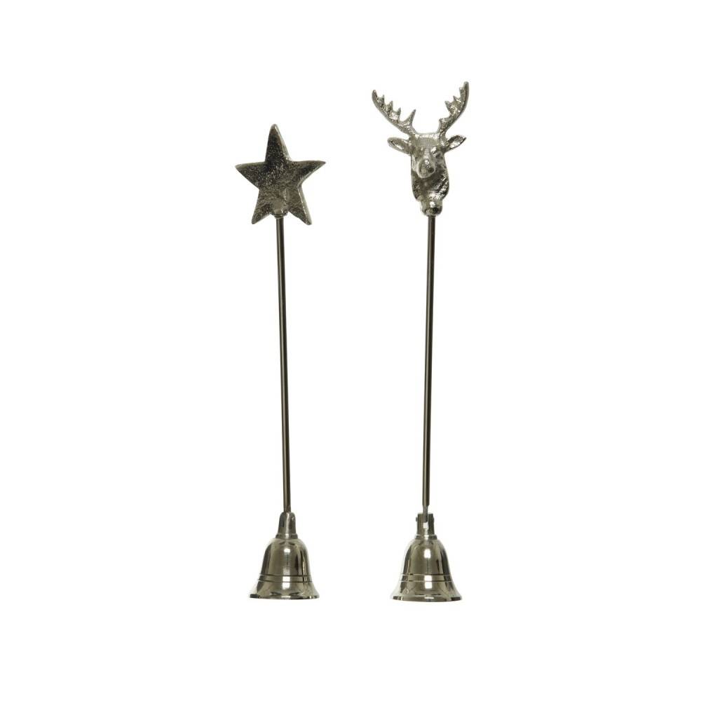 2 Silver candle snuffers (star-deer)