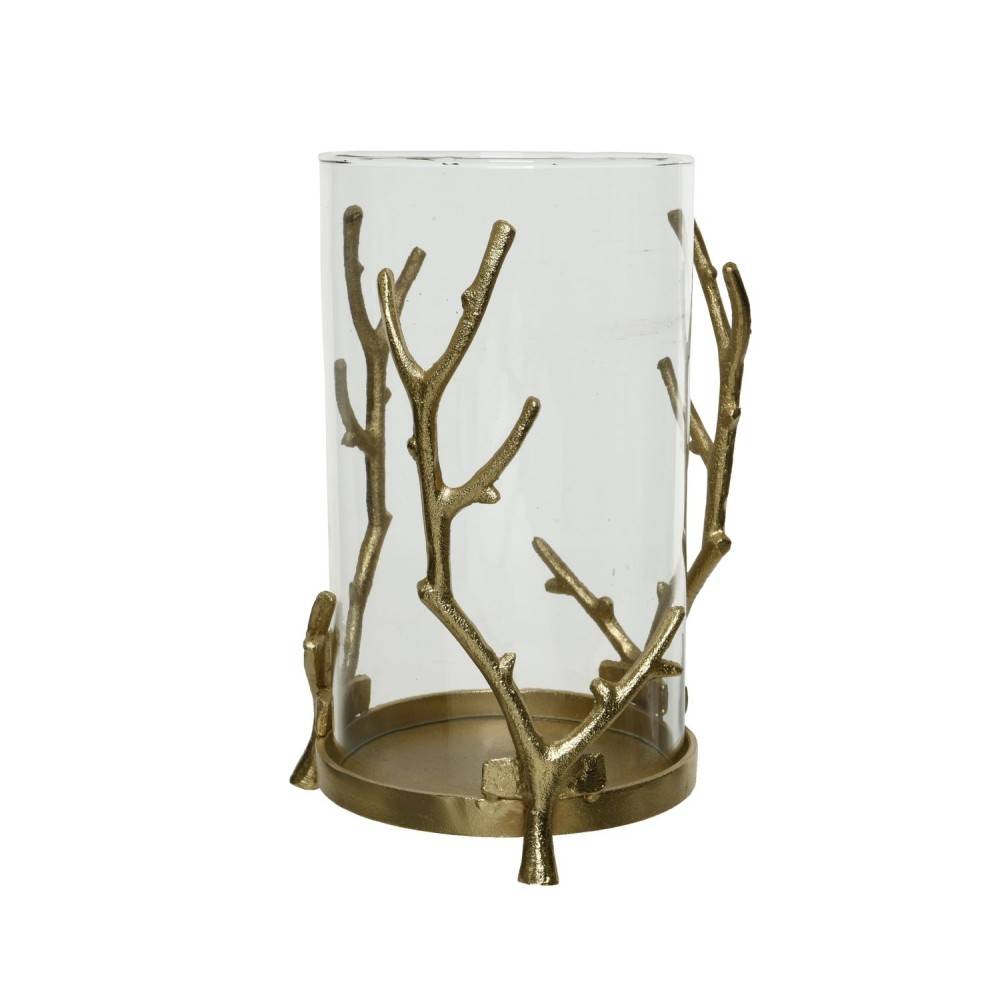 Candle holder with golden branch