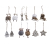 Set of 12 wooden Christmas hanging decorations
