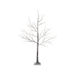 A bare, white tree with slender branches, set on a simple gray base.
