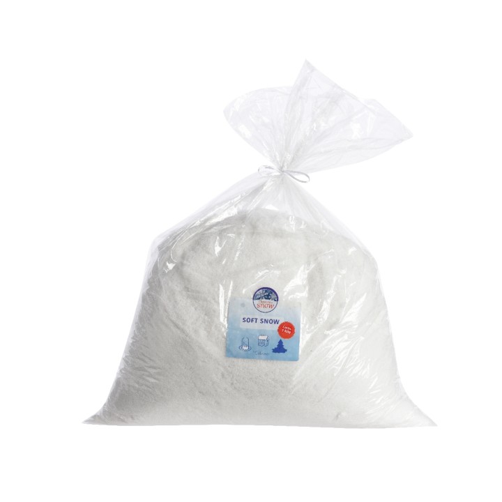 Een doorzichtige zak vol met wit, poederachtig materiaal dat lijkt op sneeuw.