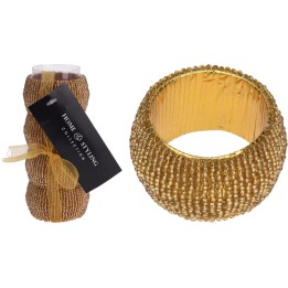 Bracelet doré texturé, scintillant, en perles, accompagné d'un rouleau décoratif.