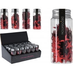 Assortment of 4 little bottles of red confetti