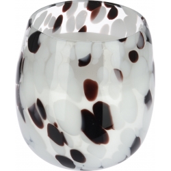 Candle with brown polka dots