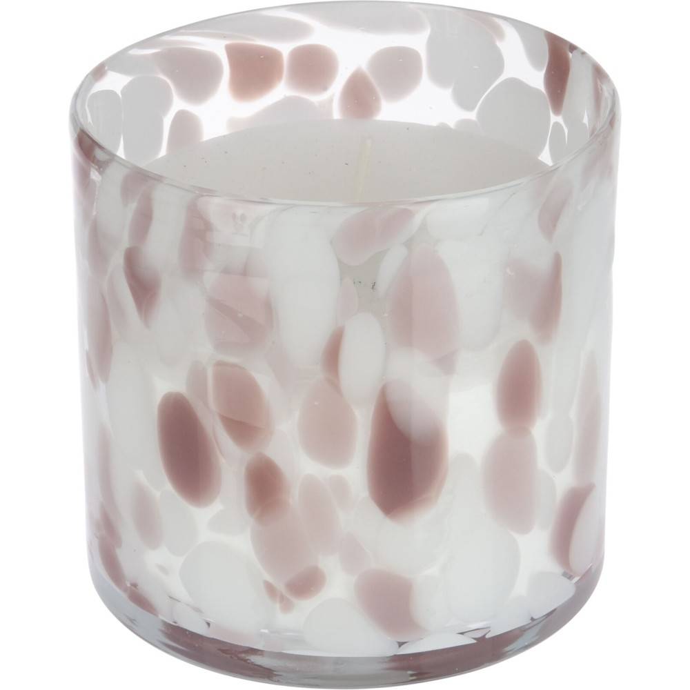 Candle with white and pink polka dots