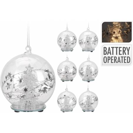 3 white glass baubles 9cm 3 white glass baubles 9cm