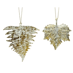 Feuilles dorées scintillantes, ornées de paillettes, suspendues avec élégance.