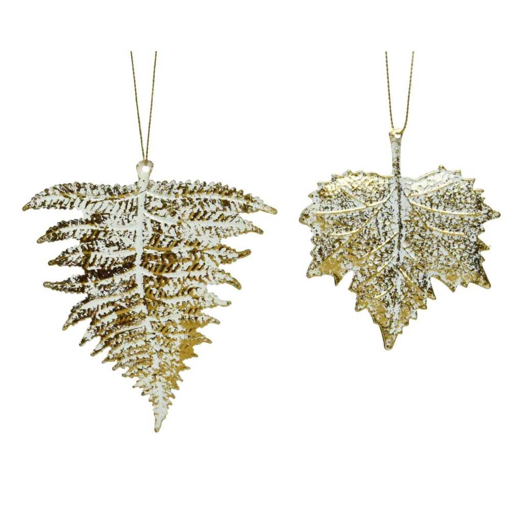 Feuilles dorées scintillantes, ornées de paillettes, suspendues avec élégance.