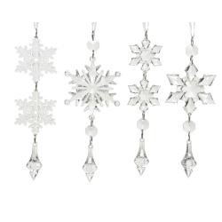 Assortment of 4 snowflake hanging lights 16cm