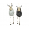 2 faux fur deer hanging decorations 19cm