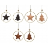 Assortment of 6 hanging decorations: Christmas trees and stars 10cm