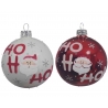 2X3 glazen kerstballen kerstman "Ho ho ho"