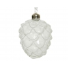 Frosted white glass pinecone hanging decoration 7cm