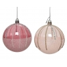 2 pink baubles with glitter 8cm