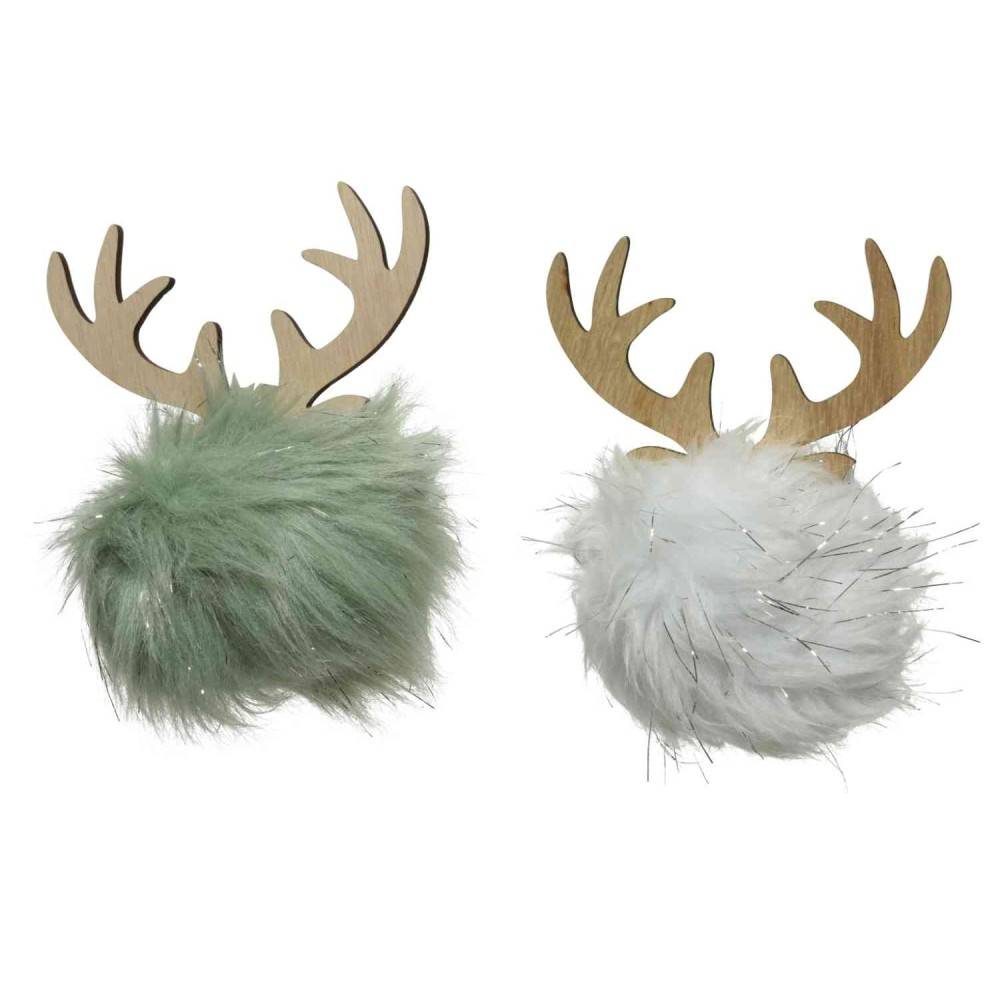 Assortment of 2 faux fur reindeers