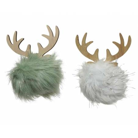 Assortment of 2 faux fur reindeers