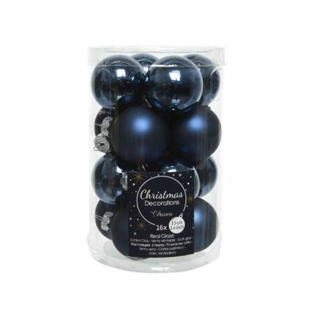 16 Dark blue Christmas baubles 3.5cm