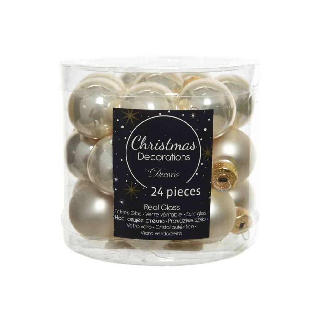 24 Boules de Noël champagne 2,5cm