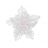White glitter poinsettia on a clip 23cm