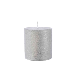 Silver glitter candle 7cm