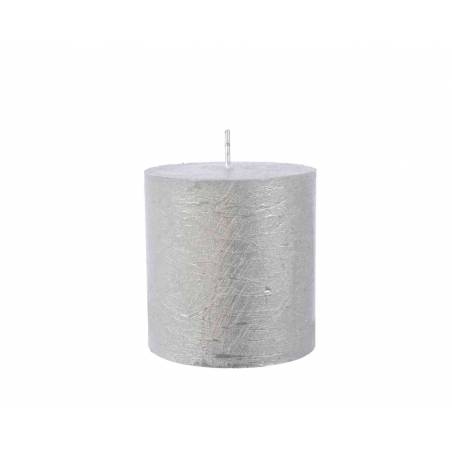 Silver glitter candle 7cm